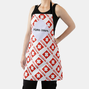 Tablier Drapeau suisse avec votre nom