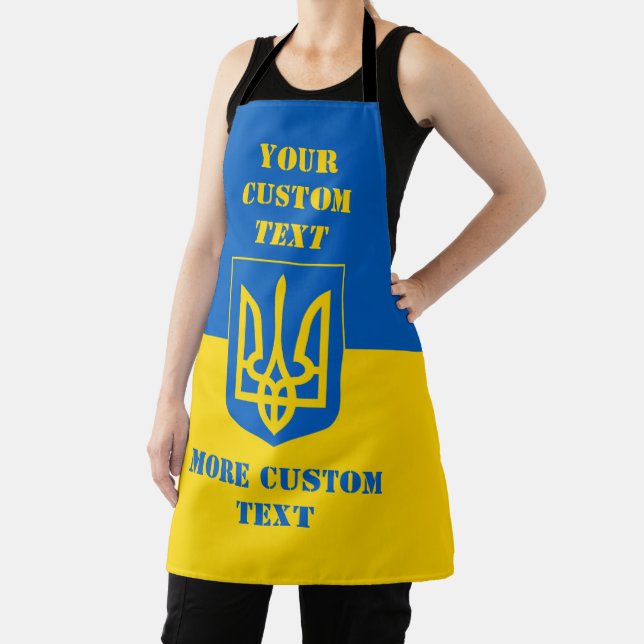 Tablier Drapeau ukrainien avec armoiries et texte (Insitu)