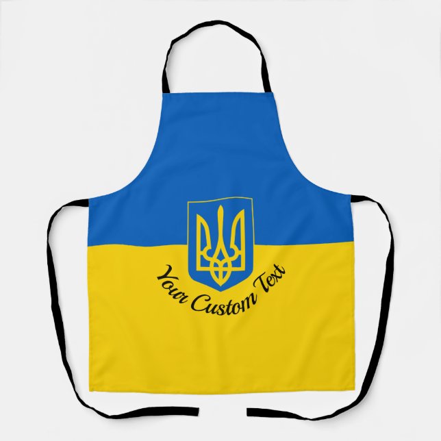 Tablier Drapeau ukrainien avec armoiries et texte personna (Recto)
