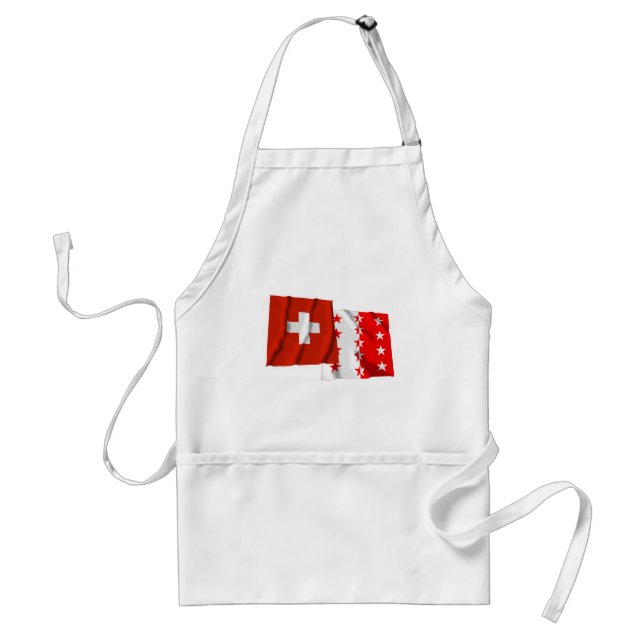 Tablier Drapeaux de ondulation de la Suisse et du Valais (Devant)