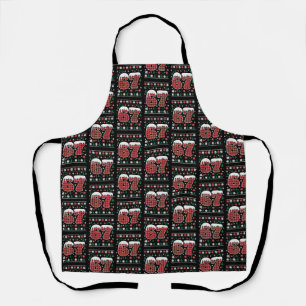Tablier Drôle 67 Six Sept Mème Cringe Noël Carreaux Rouges
