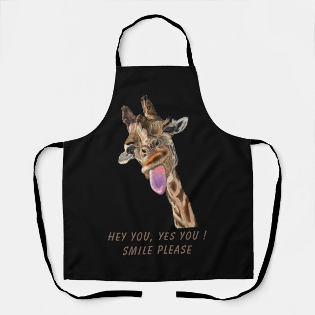 Tablier Drôle Apron Jouer Giraffe Texte et couleurs person (Recto)