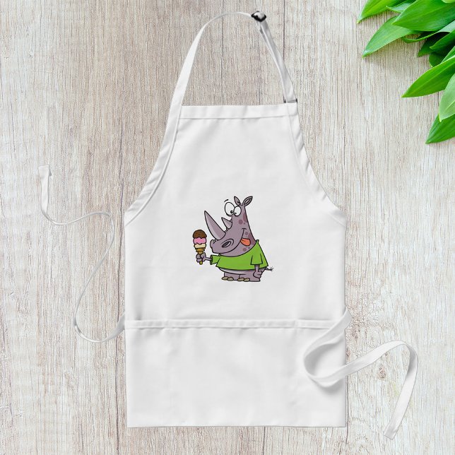 Tablier Drôle Cartoon Rhino Manger de la crème glacée mign (Créateur téléchargé)