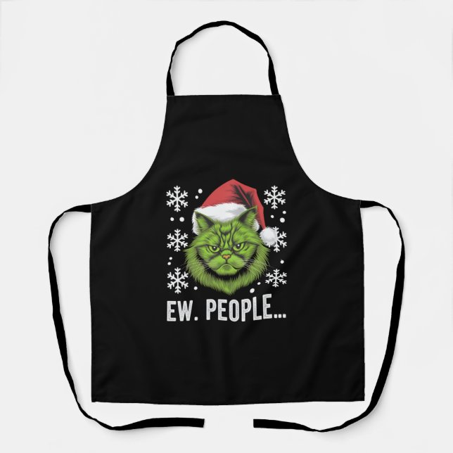 Tablier Drôle Chat de Noël Ew Personnes Meowy Amoureux de  (Recto)
