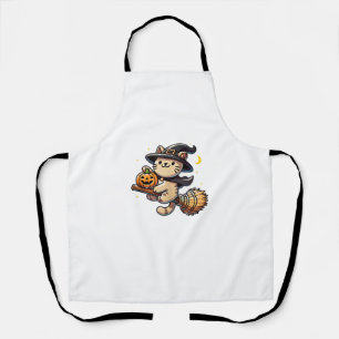 Tablier Drôle Chat Sorcière Halloween Costume Broom Sticks