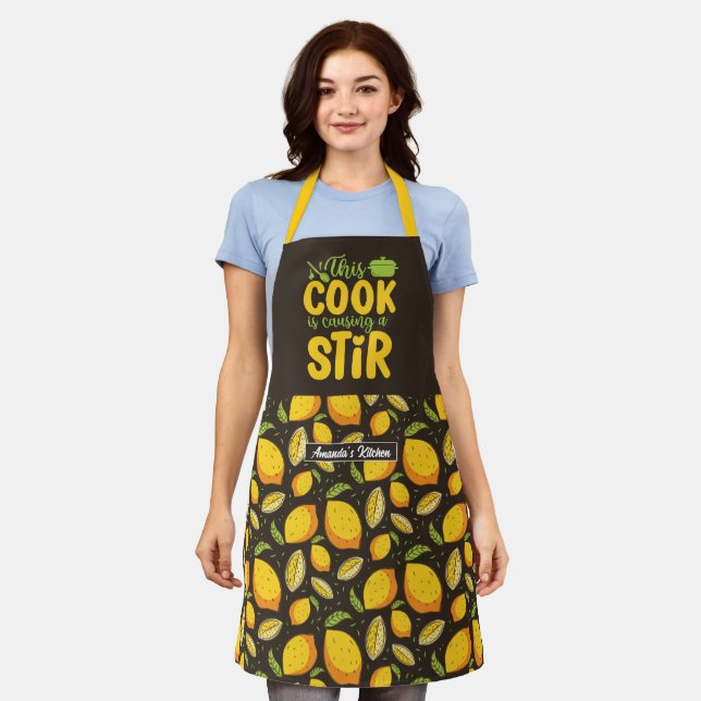 Tablier Drôle Chef Cuisine Pun Citrus Fruit Lemon Motif (Porté)