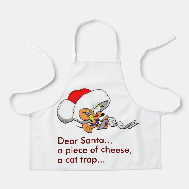 Tablier Drôle Chère souris Père Noël Liste de Noël Petit (Recto)