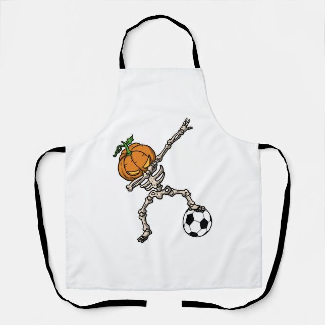 Tablier Drôle Dabbing Citrouille Head Soccer Idée cadeau (Recto)