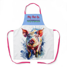 Tablier drôle de cochon gavé de bonheur