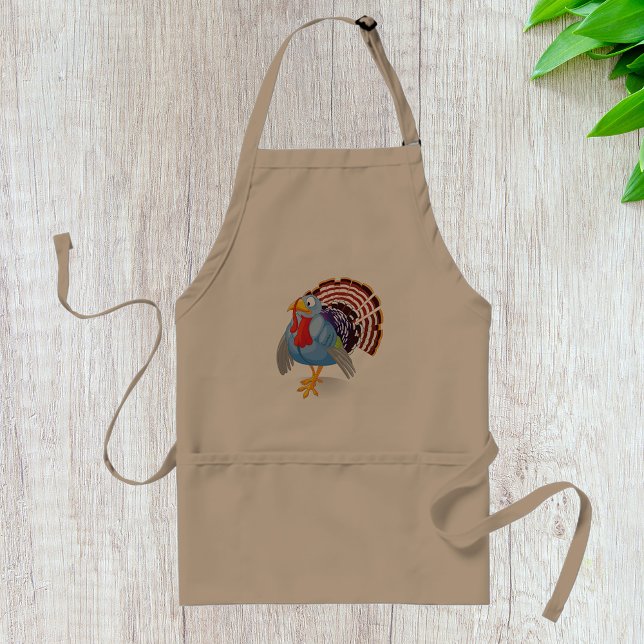 Tablier Drôle Drôle Carton Bleu Turquie avec des plumes pa (Créateur téléchargé)