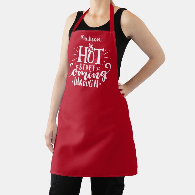 Tablier Drôle Hot Stuff Typographie Red Apron (Insitu)