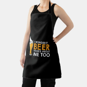 Tablier Drôle Je Me Demande Si La Bière Pense À Moi Aussi