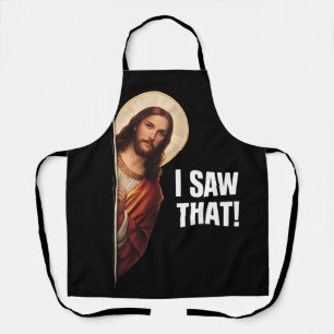 Tablier Drôle Jésus "Je l'ai vu" design de meme chrétien