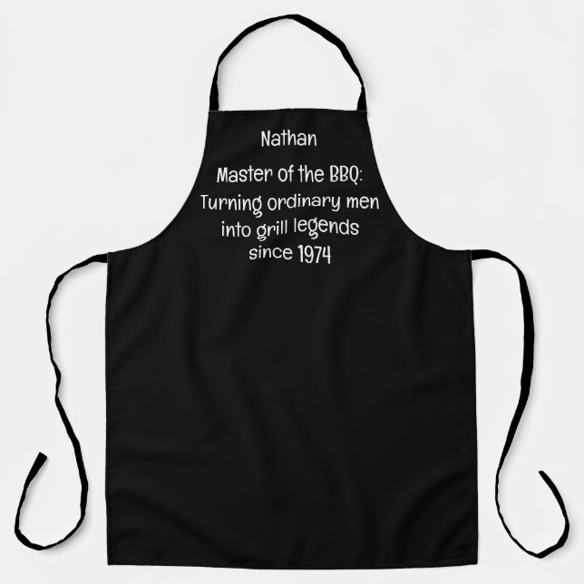 Tablier Drôle Maître du Barbecue Chef Cuisine Homme (Recto)