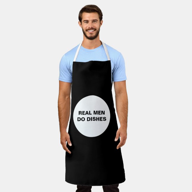Tablier Drôle Noir et Blanc Vrai Hommes Faire des plats (Porté)