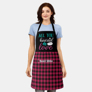 Tablier Drôle Pain de cuisson Pain Noir Rose Plaid Motif