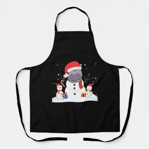 Tablier Drôle Père Noël Hippo Noël Snowman cadeau Noël