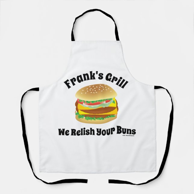 Tablier Drôle Personnalisé Relish Your Buns BBBQ (Recto)