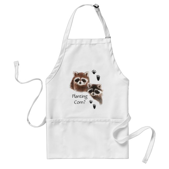 Tablier Drôle, planter du maïs ? Garden Cute Raccoons (Devant)