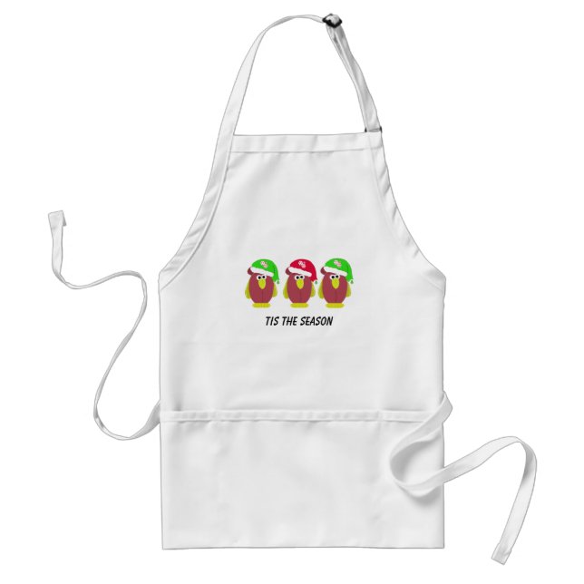 Tablier Drôle poulet caricature dans les chapeaux de Santa (Devant)