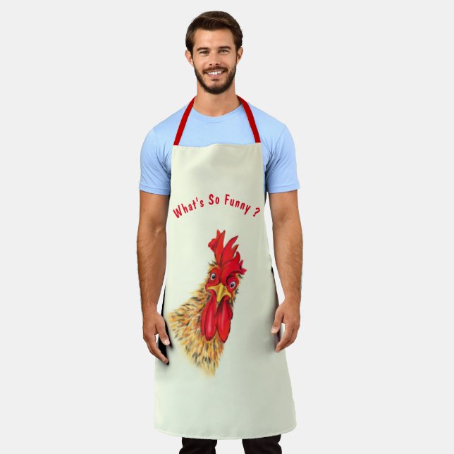 Tablier Drôle Rooster Apron Don - Texte Personnalisé (Porté)