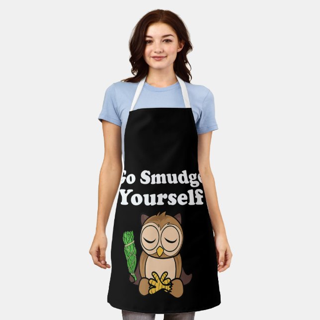 Tablier Drôle Spirituel Go Smudge Yourself Owl Méditer (Porté)