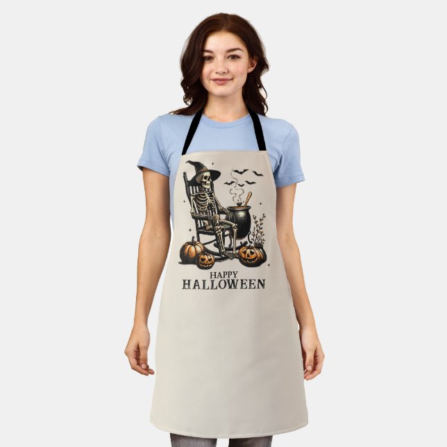 Tablier Drôle squelette Vintage Halloween (Porté)