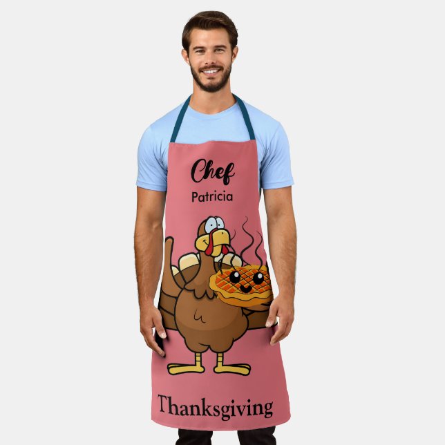 Tablier Drôle Thanksgiving Personnalisé Nom idée cadeau (Porté)
