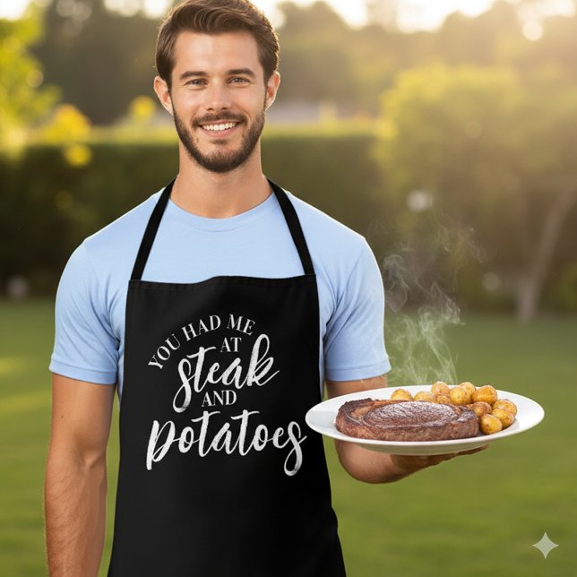 Tablier Drôle, tu m'as eu à Steak 'n' Pommes de terre (Funny You Had Me at Steak and Potatoes Apron Cover Photo)