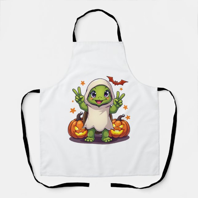 Tablier Drôle Turtle Ghost Citrouille Boo Halloween Kids M (Recto)
