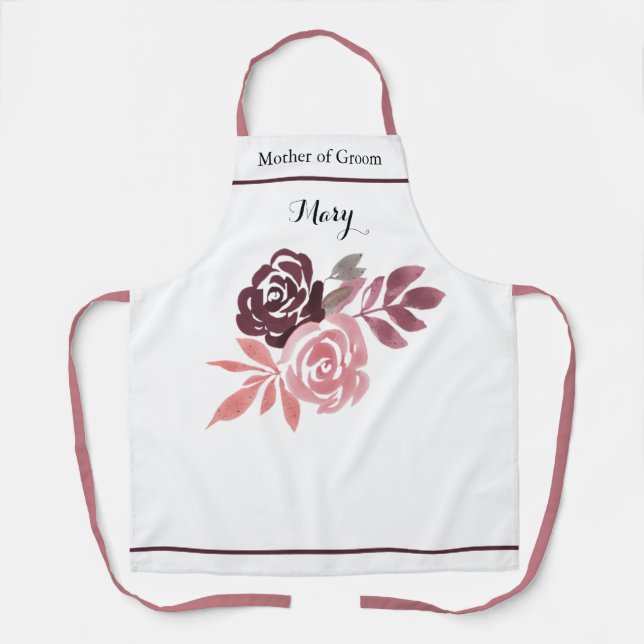 Tablier Dusty Rose Bourgogne Mère de Groom Apron (Recto)
