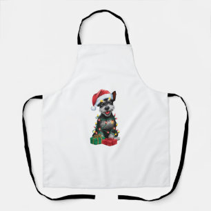 Tablier Éclairage Noël Chapeau noir russe Terrier chien