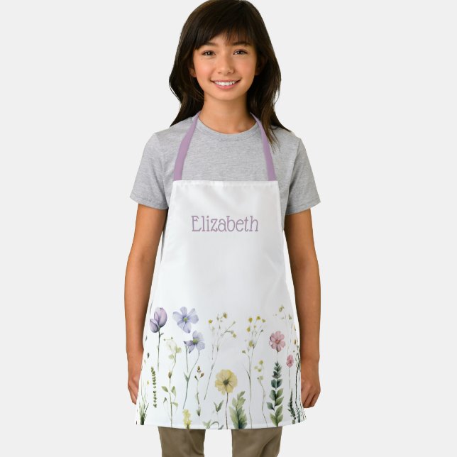 Tablier Ecole de Fleur sauvage d'aquarelle pour filles per (Insitu)