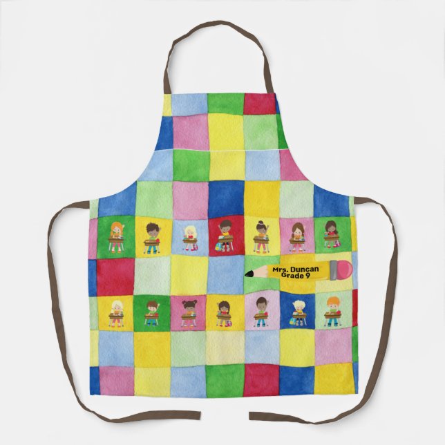 Tablier École élémentaire classe Enfants Enseignant Cadeau (Recto)
