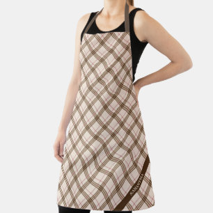 Tablier écossais moderne tendance écossais plaid beige bru