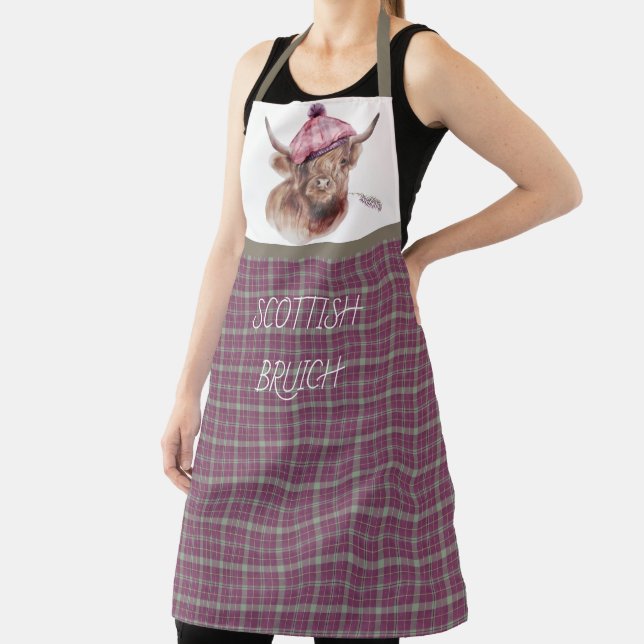 Tablier Ecosse Bruich (Cook) Pink et Brown Plaid Apron (Insitu)