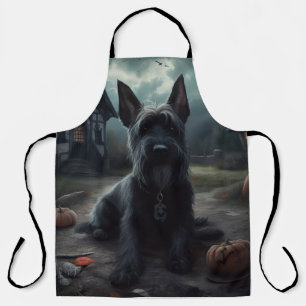 Tablier Ecosse Terrier Citrouille Halloween effrayant
