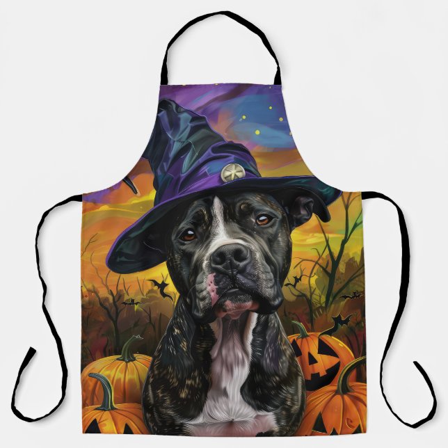 Tablier Éffrayant American Staffordshire Halloween Citroui (Recto)
