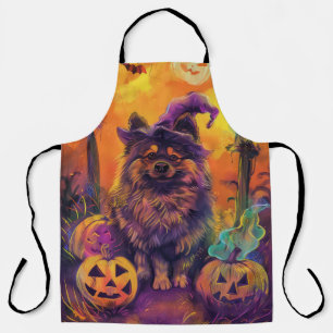 Tablier Éffrayant Keeshond Chien Halloween sorcière et Cit