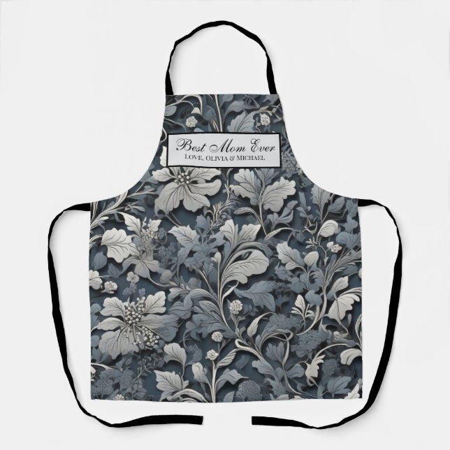 Tablier Élégant blanc argenté gris-gris (Recto)