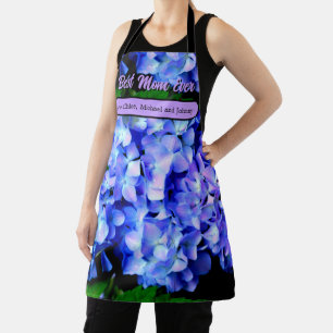 Tablier Élégant bleu violet clair magenta hydrangée floral