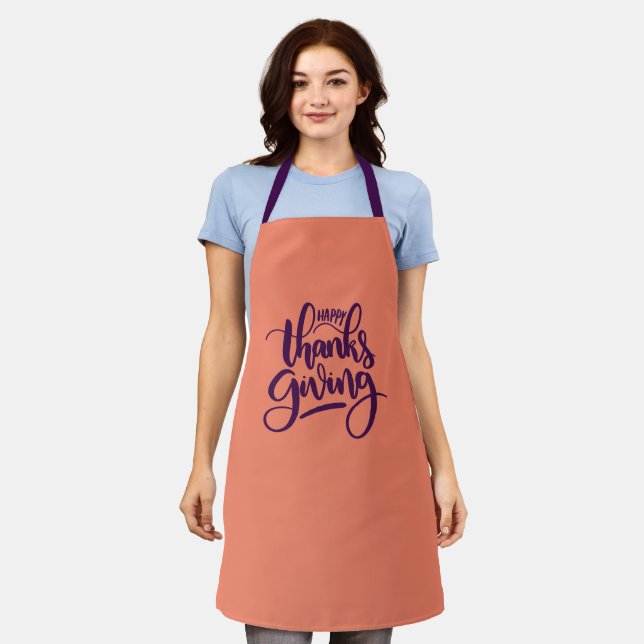 Tablier Élégant Bon thanksgiving typographie Apron (Porté)