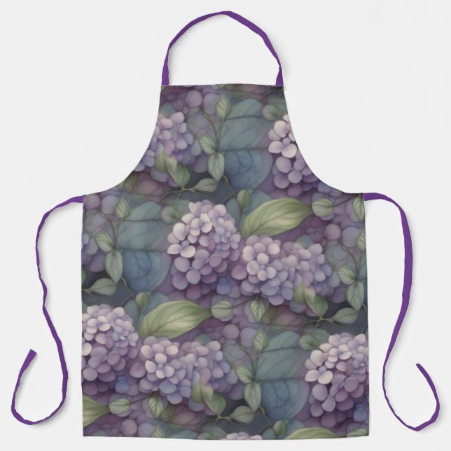 Tablier Elégant chic pourpre pourpre chic aquarelle fleuri (Recto)