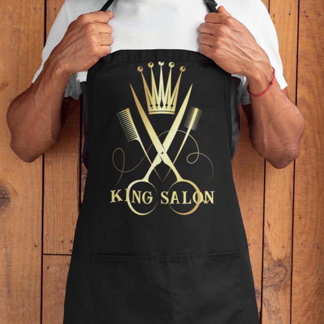 Tablier Elégant ciseau or et coiffeur noir Uniforme (Créateur téléchargé)