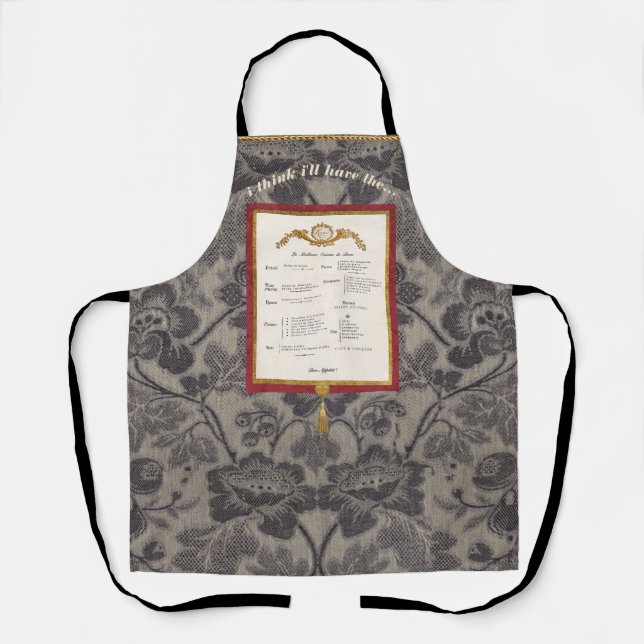 Tablier élégant damassé Menu Français (Recto)