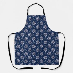 Tablier Élégant floral bleu