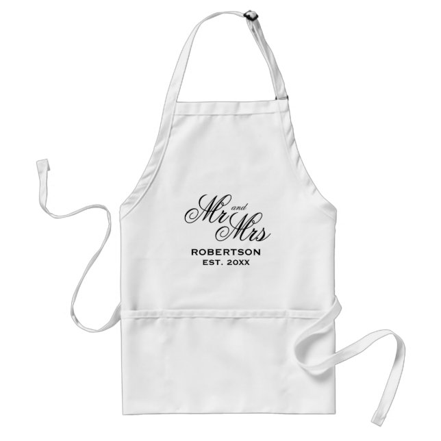 Tablier Elégant M. & Mme apron pour couple mariage (Devant)