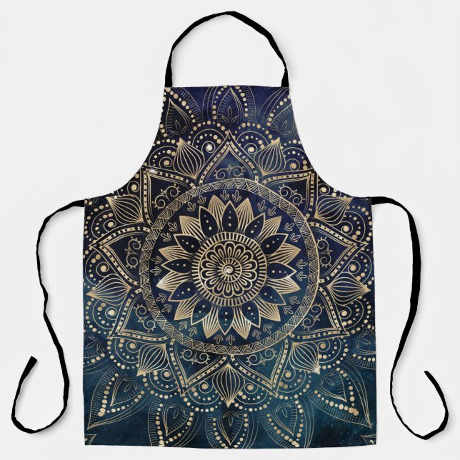 Tablier Elégant Mandala Gold Blue Galaxy (Recto)