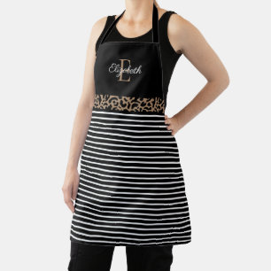 Tablier Élégant Monogramme noir Leopard Poster de animal A