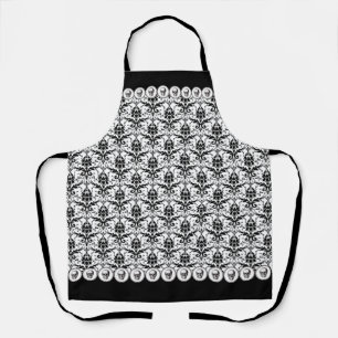 Tablier Élégant motif damassé gothique vintage et crâne